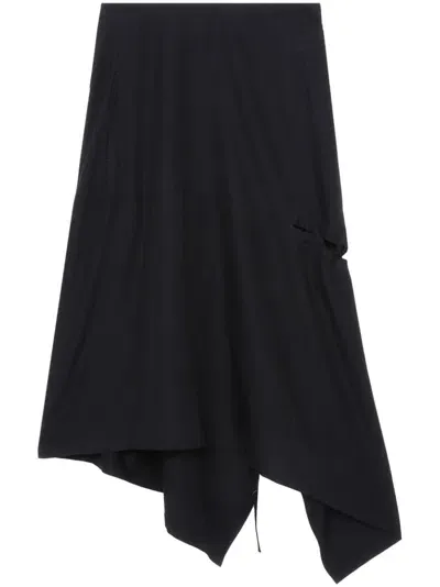 Y's Asymmetric Midi Skirt In Schwarz