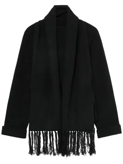 Y's Attached-scarf Cardigan In Black