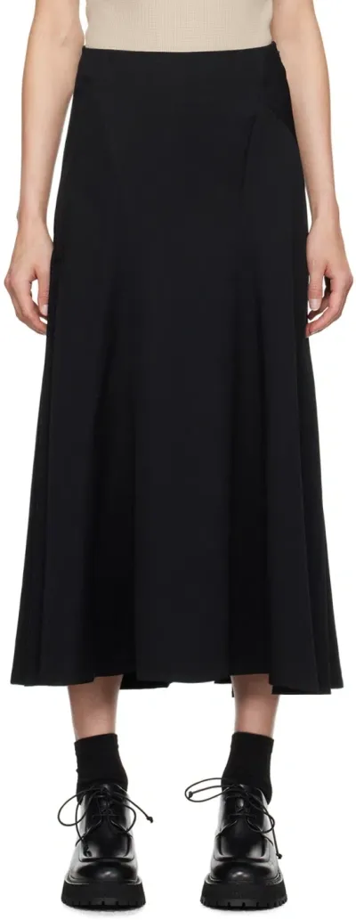 Y's High-waist Pleated Midi Skirt In Black