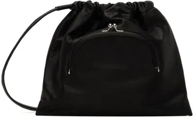 Y's Black Soft Leather Metal Clasp Pochette Bag In 1 Black