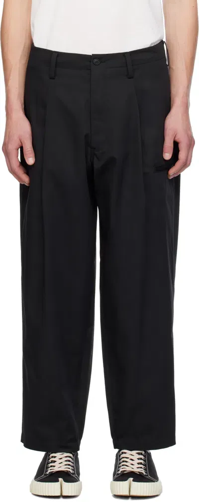 Ys For Men Black Side Tuck Trousers In 2 Black