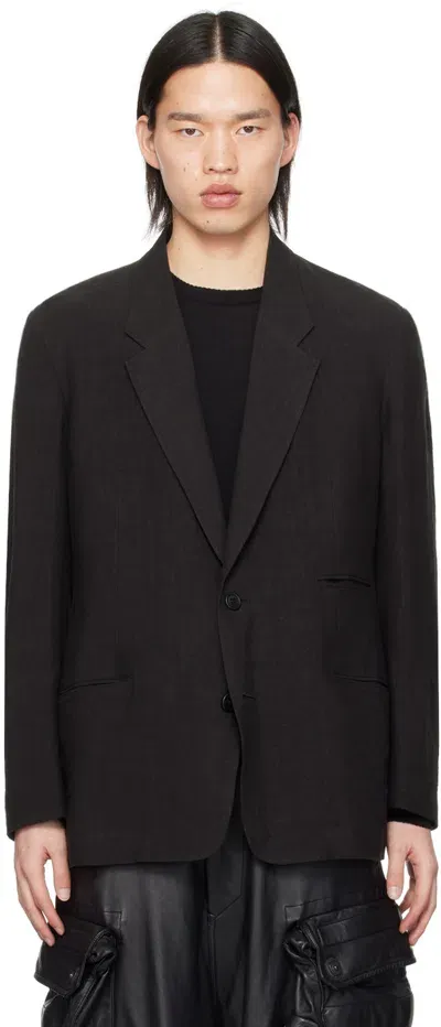 Ys For Men Black Single-breasted Blazer In 2 Black