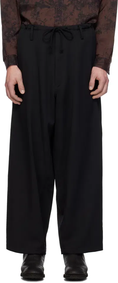 Ys For Men Black Standard String Trousers In 2 Black