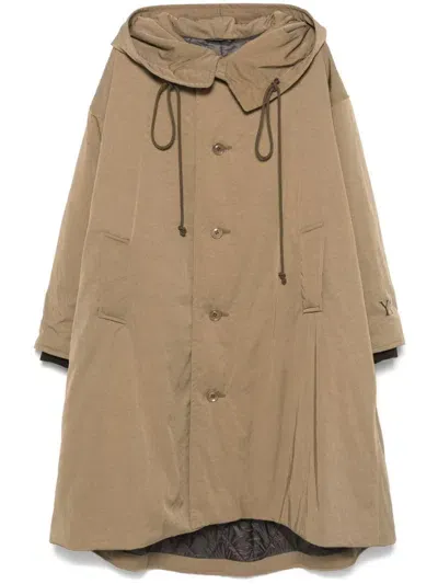 Y's Hooded Coat In Neutrals