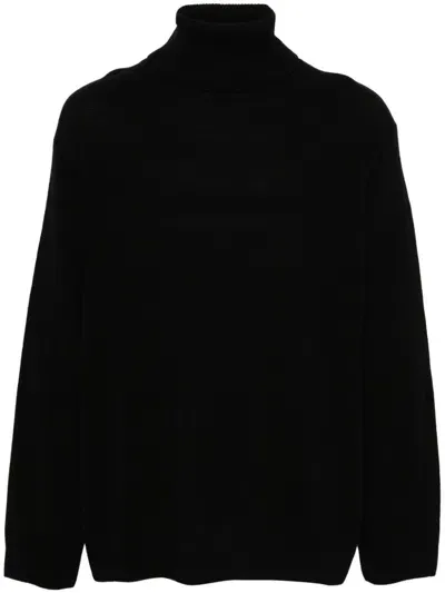 Y's Intarsia-knit Logo Sweater In Black