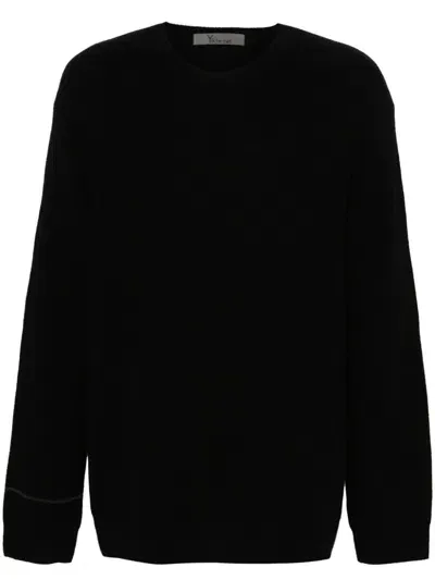 Y's Intarsia-knit Logo Sweater In Black