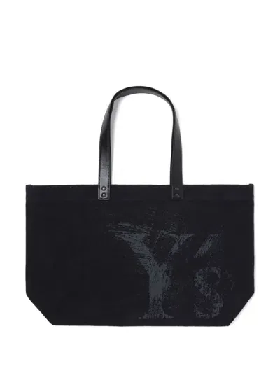 Y's Logo-print Tote Bag In Black