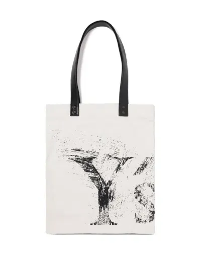 Y's Logo-print Tote Bag In White