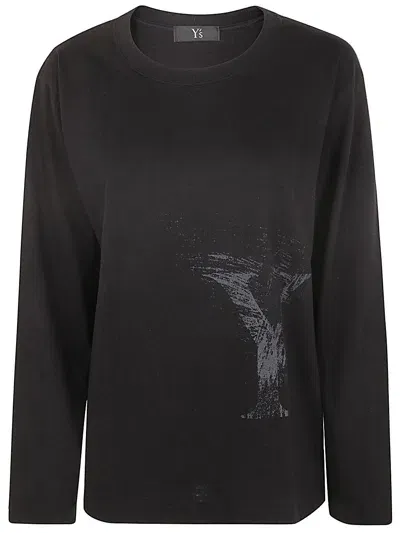 Y's Round Neck Long Sleeve T B In Negro