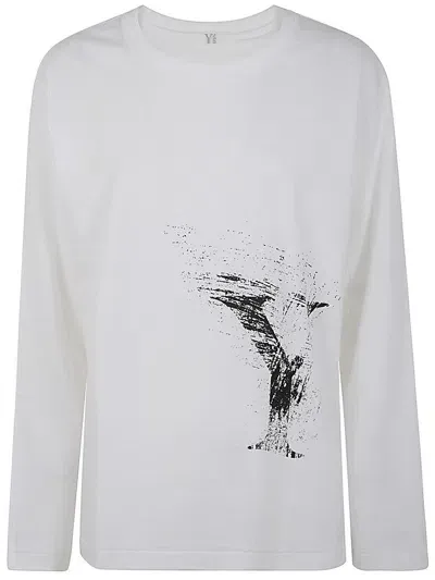 Y's Round Neck Long Sleeve T B In Blanco