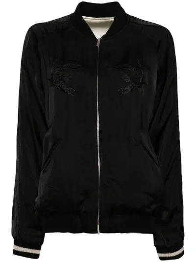 Y's Sukajan Long-sleeves Bomber Jacket In Black