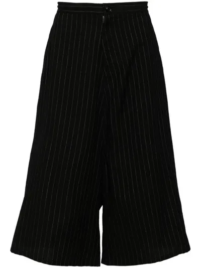 Y's Wide-leg Cropped Trousers In Black