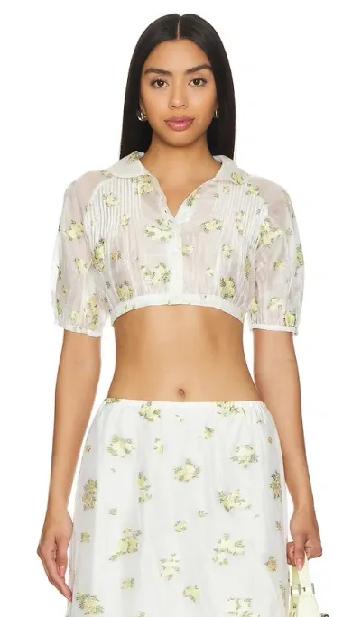 Yuhan Wang Jacquard Chiffon Blouse In Yellow Florals