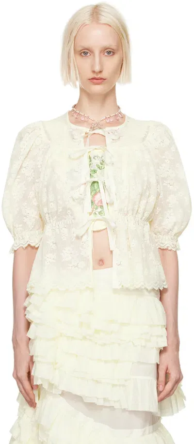 Yuhan Wang Off-white Floral Lace Blouse In Ivory