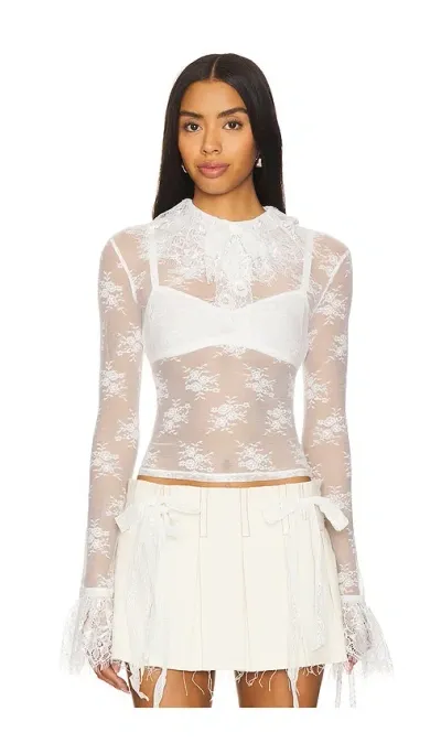 Yuhan Wang Ruffled Lace Top In White