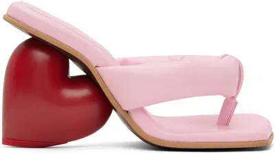 Yume Yume Pink & Red Love Mules In Gum / Red