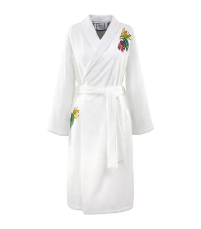 Yves Delorme Cotton-modal Embroidered Parfum Bathrobe In White