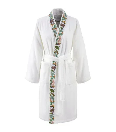 Yves Delorme Cotton-modal Jardin Bathrobe In White