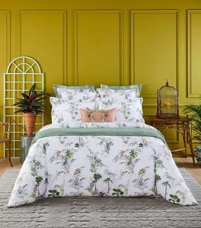 Yves Delorme Jardins King Fitted Sheet In Green