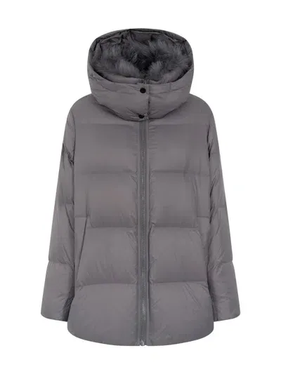 Yves Salomon A Line Down Jacket In Gray