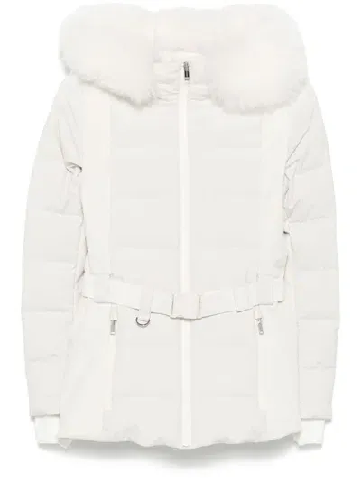 Yves Salomon Belted Ski Jacket In White