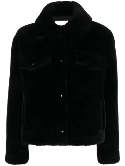 Yves Salomon Brushed-effect Single-breasted Jacket In Black