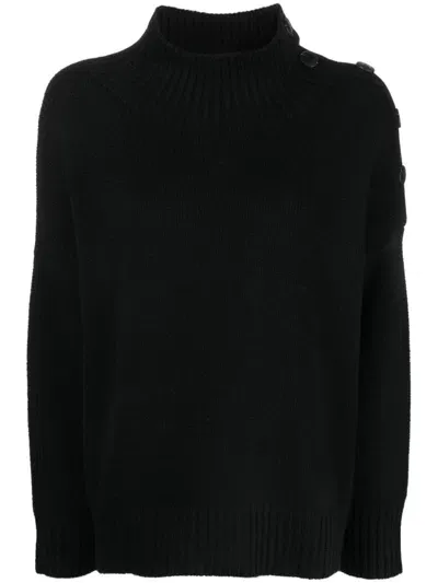 Yves Salomon Button-detail Knitted Jumper In Schwarz