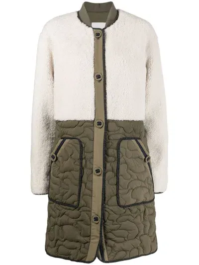 Yves Salomon Button-fastening Coat In Neutrals