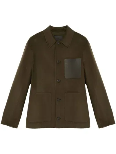 Yves Salomon Buttoned Long-sleeve Jacket In Green