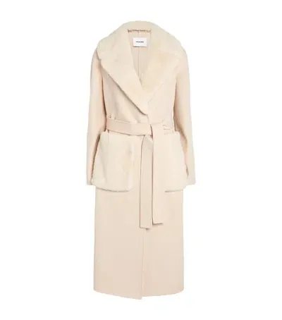 Yves Salomon Cashmere-wool Wrap-around Coat In Beige