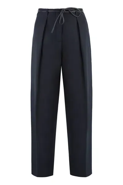 Yves Salomon Cropped Pants In Blue