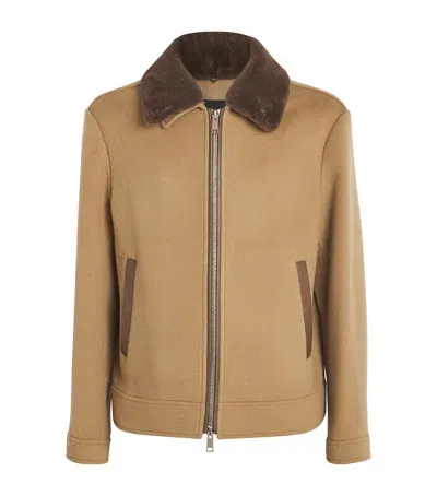 Yves Salomon Detachable-collar Jacket In Beige