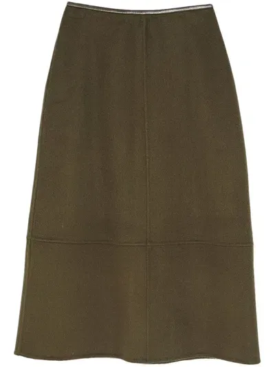 Yves Salomon Double-sided Midi Skirt In Green