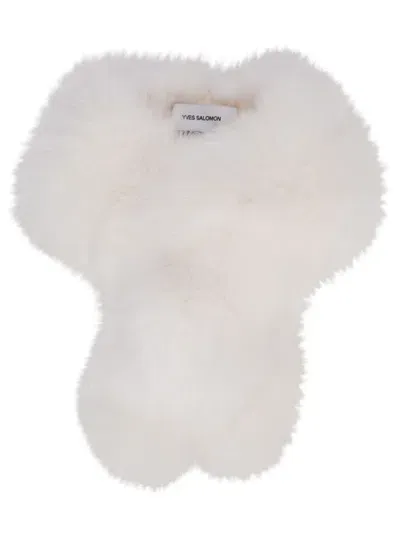 Yves Salomon Faux-fur Padded Scarf In White