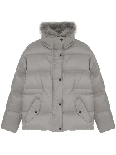 Yves Salomon Faux-fur Trimmed Puffer Jacket In Grey