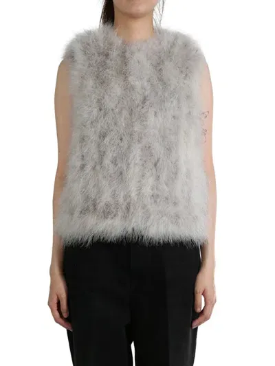 Yves Salomon Feather-detail Gilet In Grey