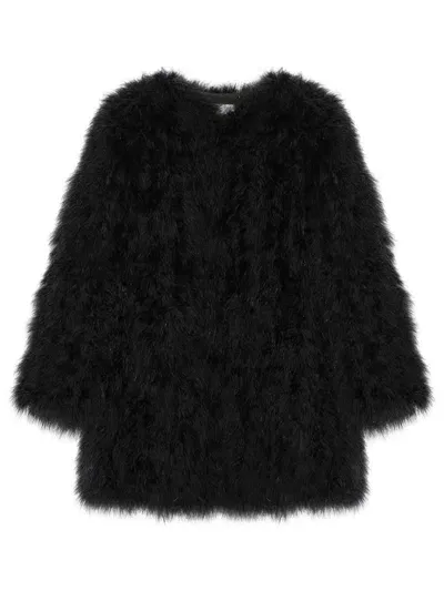 Yves Salomon Feather Jacket In Black