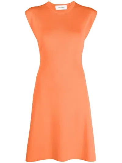 Yves Salomon Knitted Mini Dress In Orange