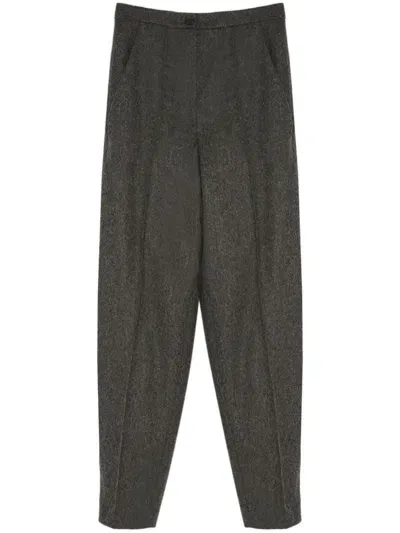 Yves Salomon Flannel Tailored Trousers In Grey