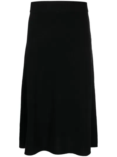 Yves Salomon Flared Knitted Skirt In Schwarz