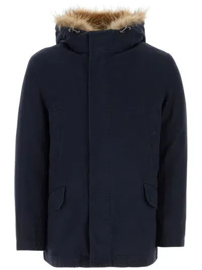 Yves Salomon Coats In Navy