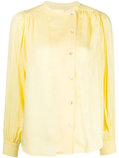 Yves Salomon Gathered-detail Off-centre Blouse In Yellow