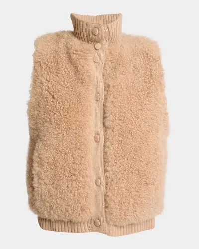 Yves Salomon Gilet Shearling Vest In Ficelle