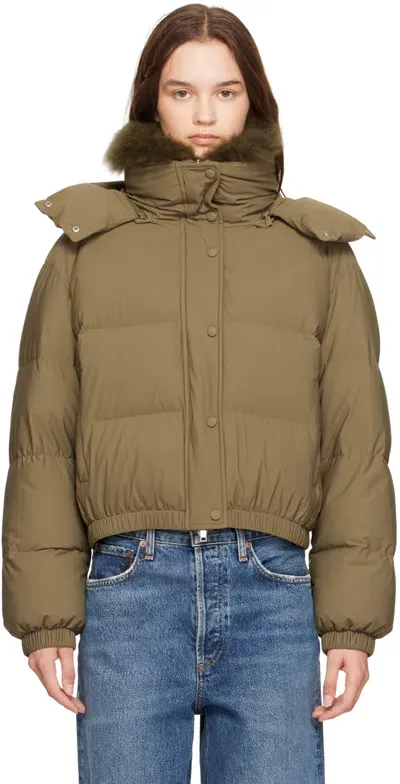 Yves Salomon Green Short Down Jacket In A8165 Thym