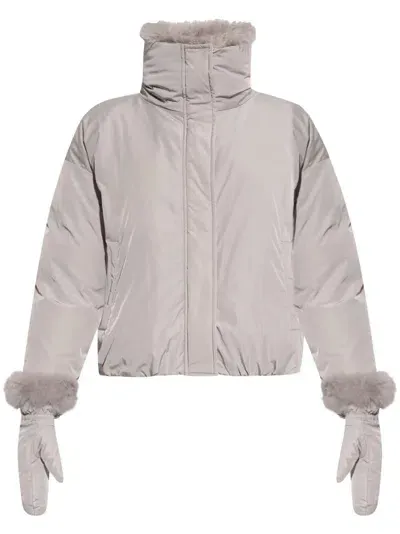 Yves Salomon High-neck Puffer Jacket In Grey