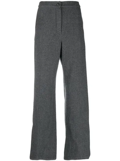 Yves Salomon High-waisted Wool Trousers In Grey