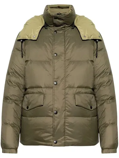 Yves Salomon Hooded Puffer Jacket In Green