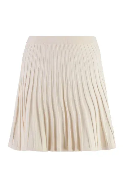 Yves Salomon Knitted Mini Skirt In Panna