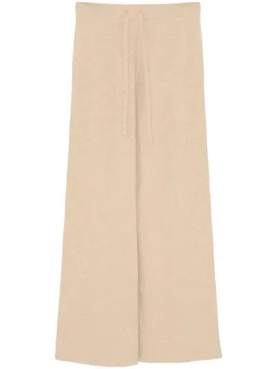 Yves Salomon Knitted Wide-leg Trousers In Neutrals