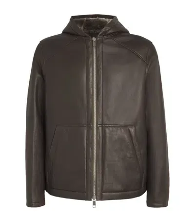 Yves Salomon Lambskin Hooded Jacket In Brown